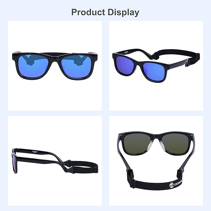 COCOSAND Flexible Baby Sunglasses with Strap Polarized UV Protection for Toddler Infant Newborn Boy Girl Age 0-24 Months