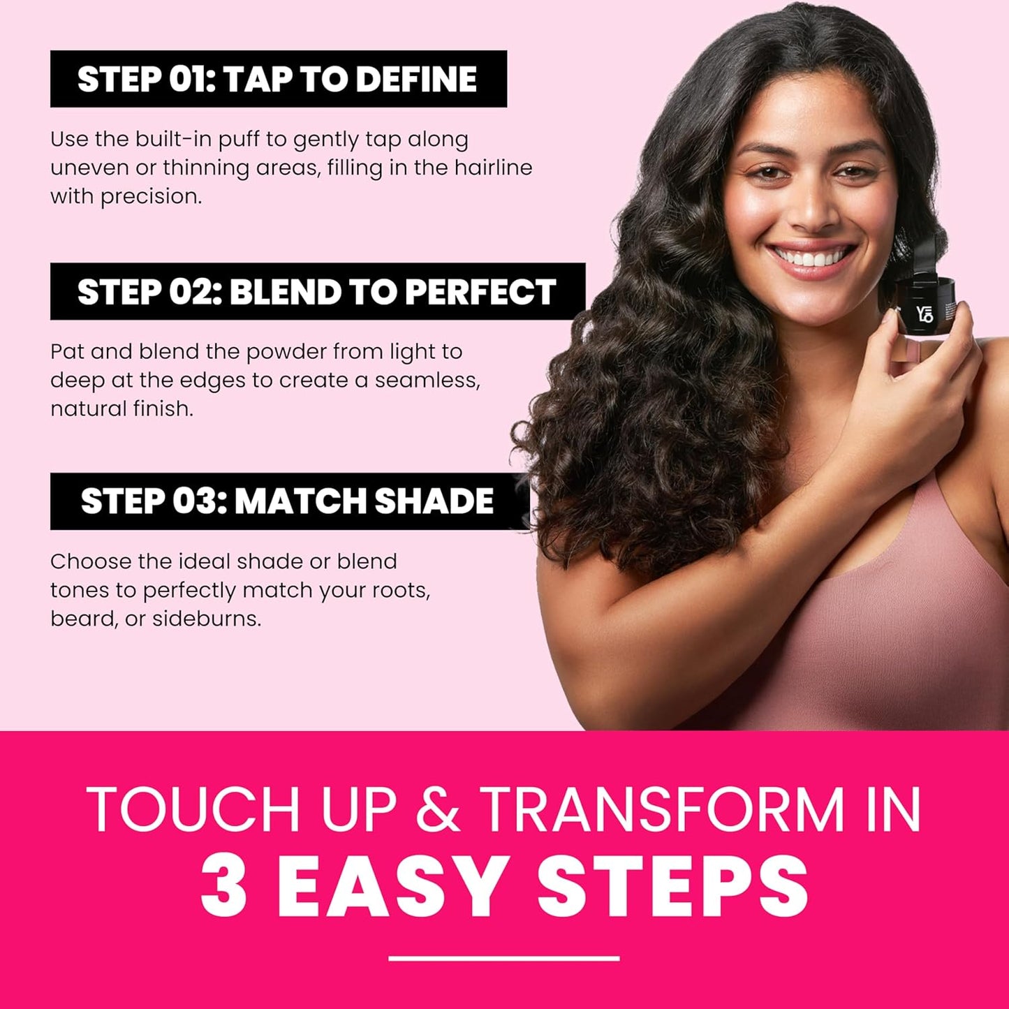 VELO Hairline Powder–DARK BROWN Hair Root Touch Up Powder for Women & Men–Instantly Covers Gray Hair, Thinning Hair & Bald Spots–Sweatproof Root Cover Up–Puff & Mirror Compact, 13 Shades