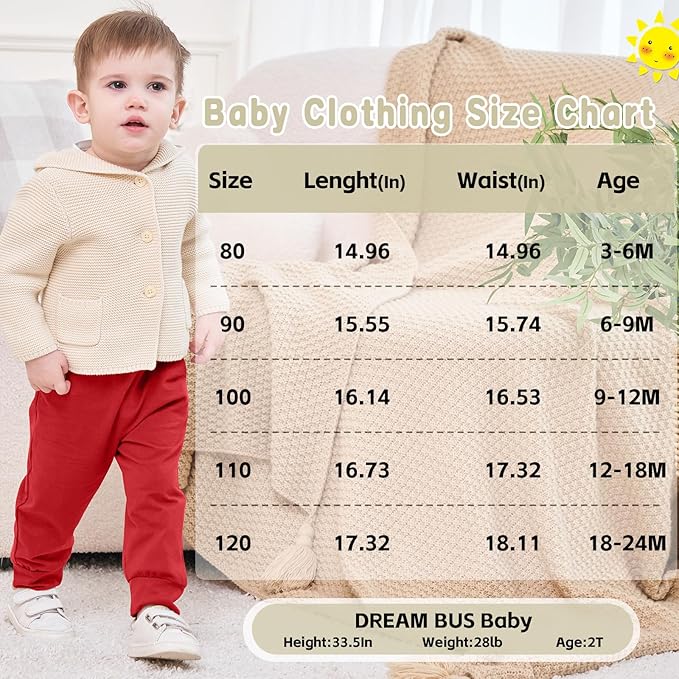 DREAM BUS Pack of 3 Toddler Jogger Pants with Pocket Toddler Boy Sweatpants Baby Boy Pants Infant Newborn Leggings