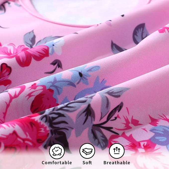 YOUNGER TREE Infant Baby Girls Swimsuit Long Sleeve Swimsuits One Piece Swimsuit Solid Color Bathing Suit with Hat, UPF 50+