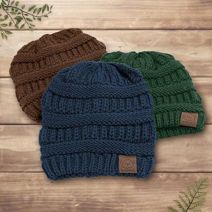 3-Pack Baby Beanies for Boys, Girls - Stretchy Knit Baby Hats, Cute Newborn & Toddler Winter Hat, Soft & Warm Infant Beanie 6-36 Months (Icelandic, M)