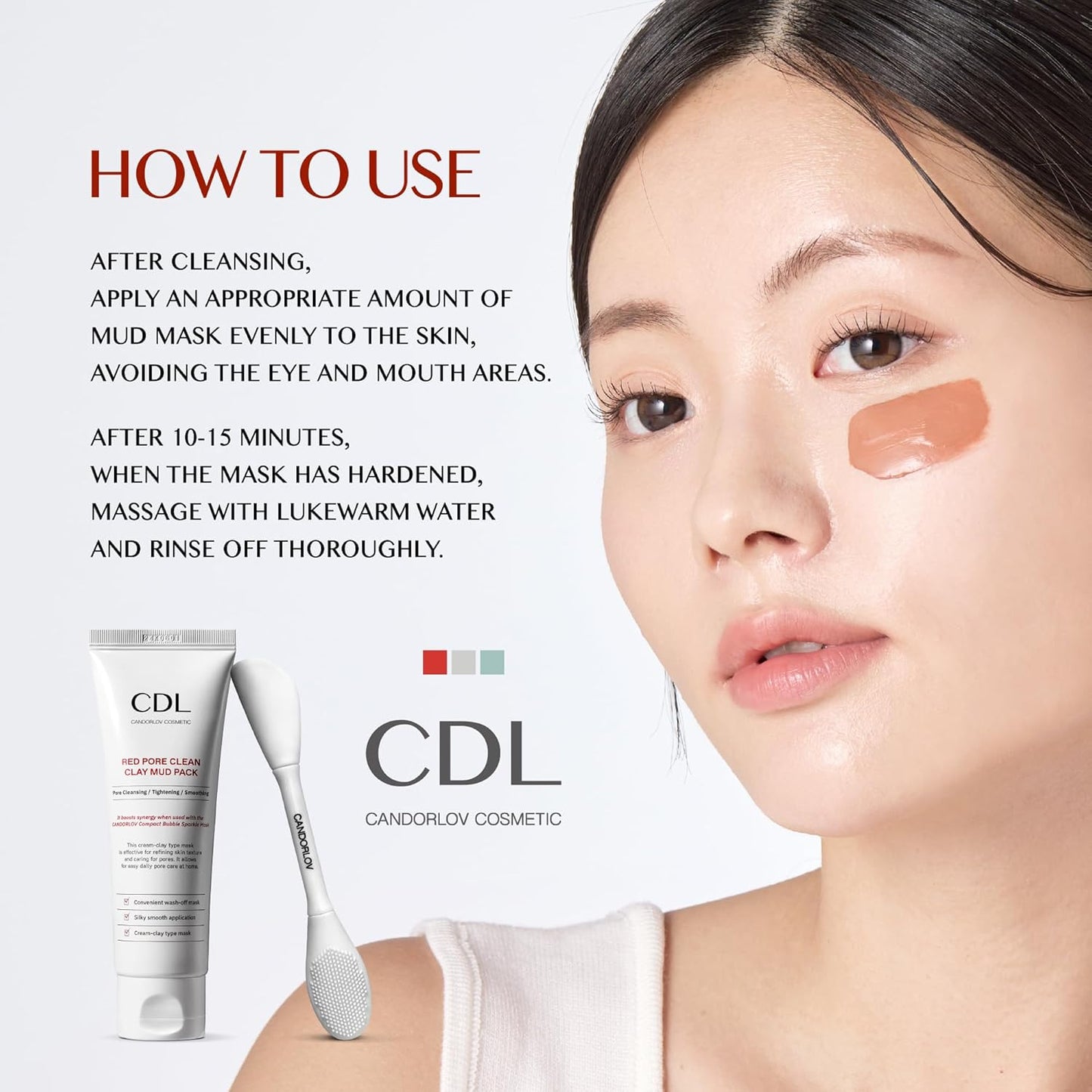 Red Mud Deep Pore Cleansing Facial Wash Off Mask for Impurities Sebum, For Senstive Skin, Soothing & Cooling Effect, Exforliating Dead Skin Cells, Korean Skin Care, 2.7 oz