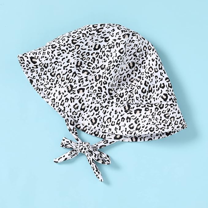 Infant Baby Girl Swimsuit One-Piece Long Sleeve Rash Guard with Hat Set Floral Zipper Bathing Suit Leopard Beach Wear