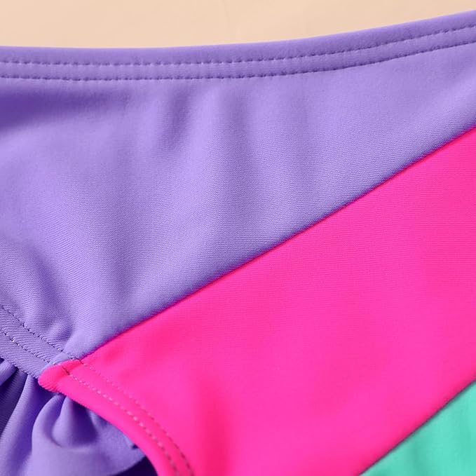 YOUNGER TREE Toddler Girls Two Pieces Swimsuit Color Block Stripe Swimwear Summer Beach Bathing Suit 18M-5T