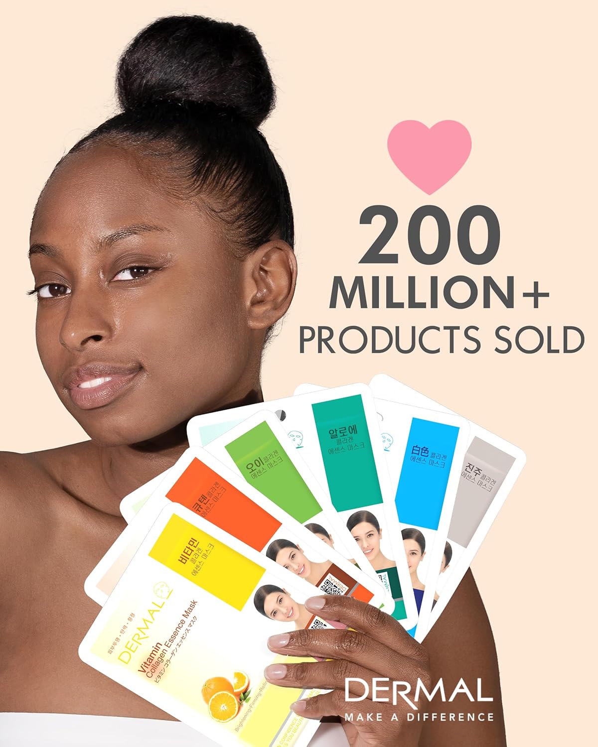 DERMAL Collagen Essence Facial Mask Sheet 23g Pack of 10 - Moisturizing & Firming, Anti Wrinkle, For Healthy Dewy Skin, Daily Skin Treatment Solution Sheet Mask