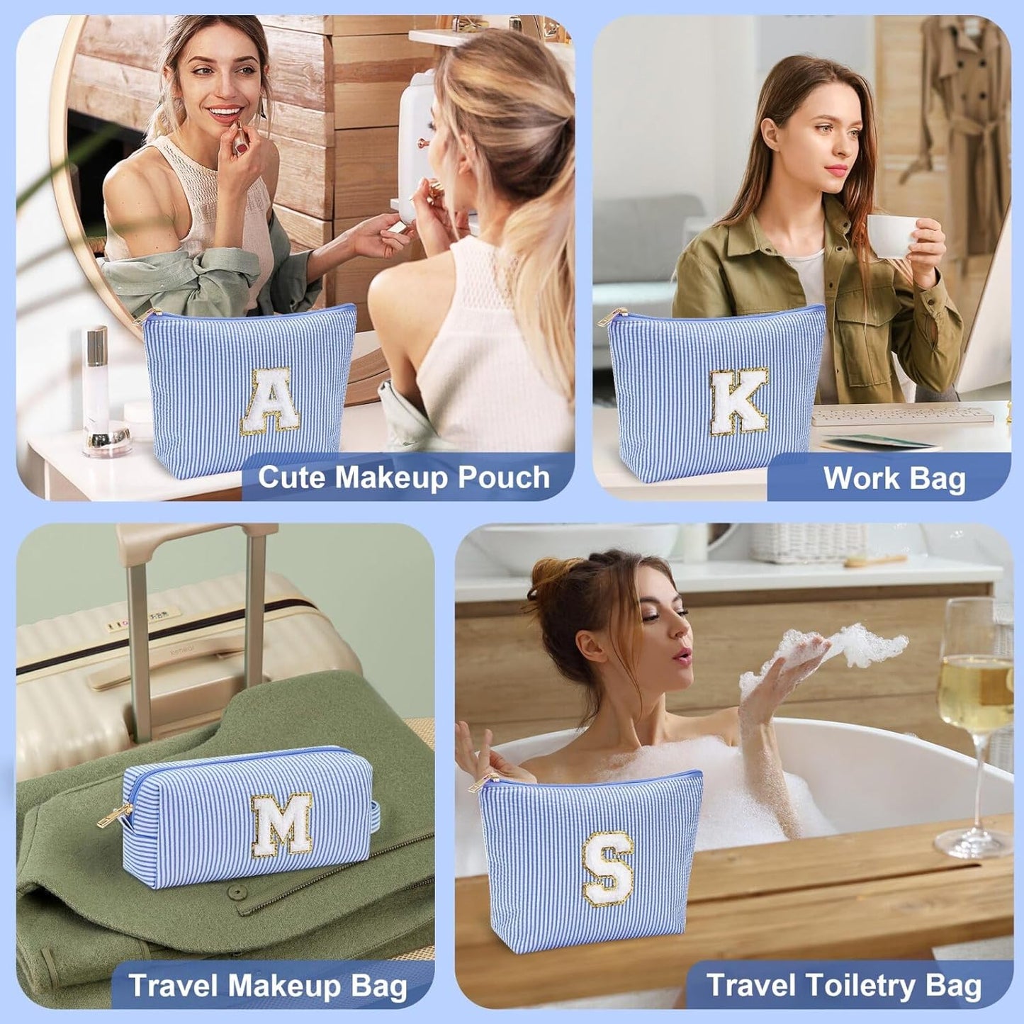 YOOLIFE Personalized Gifts for Women, Make Up Bag Initial Makeup Bag Cute Makeup Bag Beauty Bag Unique Mothers Day Valentine'S Day Christmas Gifts Girlfriend Wife Sister Gifts for Her Women G