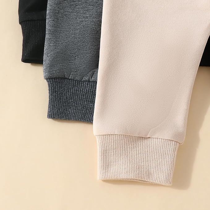 Sejardin Toddler Baby Boy Girl Pants 3 Pack Solid Color Elastic Waist Jogger Sweatpants Newborn Infant Casual Bottoms