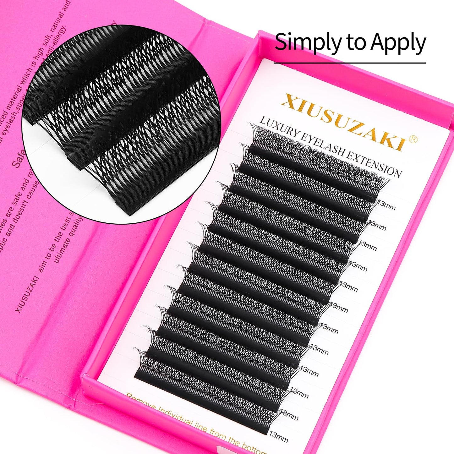 Lash Extensions Double Tips 3D Eyelash Extensions W Shape 0.07mm Thickness D Curl 10mm Premade Fans Easy Fan Volume Matte Black Crisscross Eyelashes(W-3D-Double Tips-0.07-D,10mm)