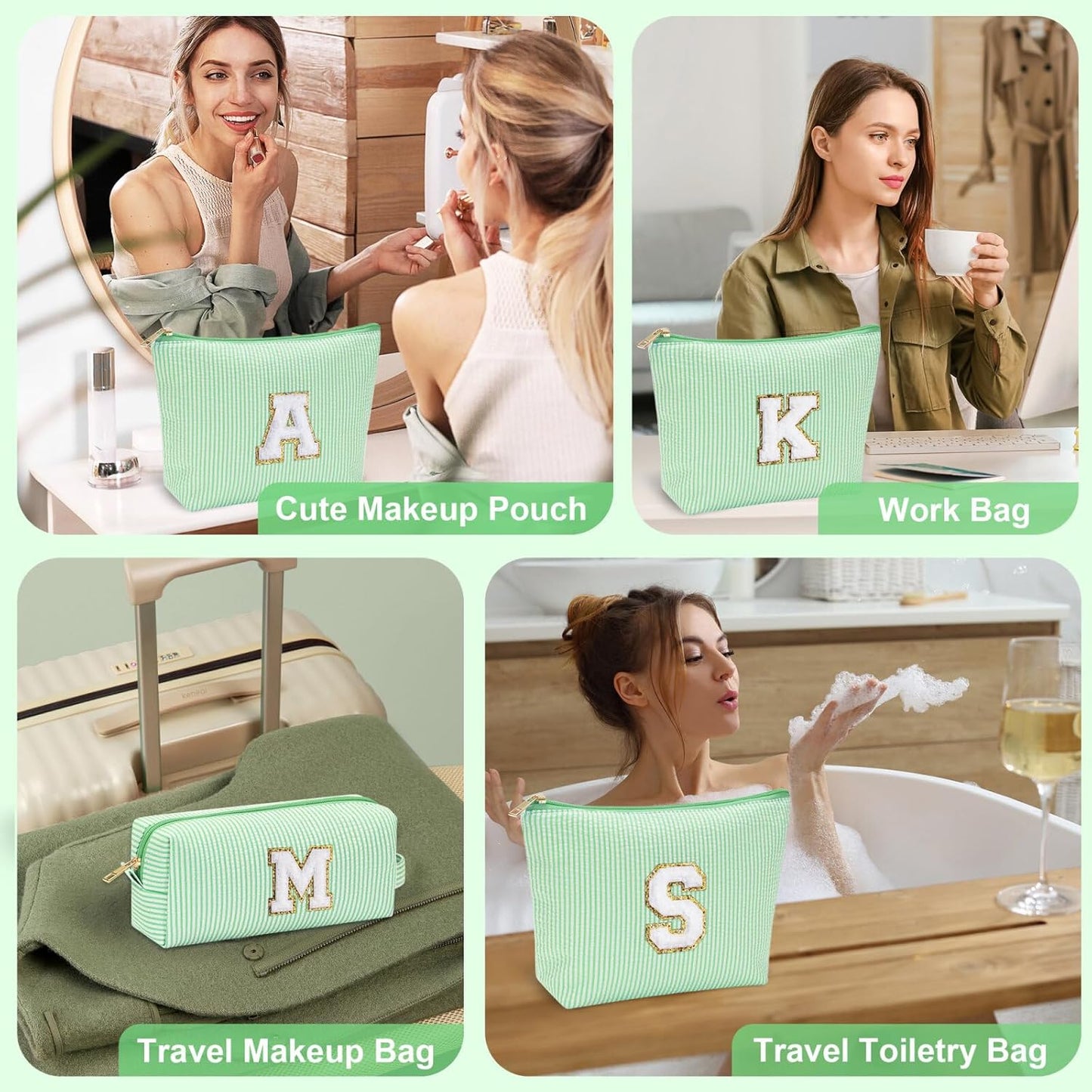 YOOLIFE Birthday Gifts for Women Girls - Personalized Initial Cute Makeup Bags Cosmetic Bag Make Up Bag Toiletry Pouch Gift for Women Her Friend Mom Teacher Sister Teenager Female Bridesmaids Z