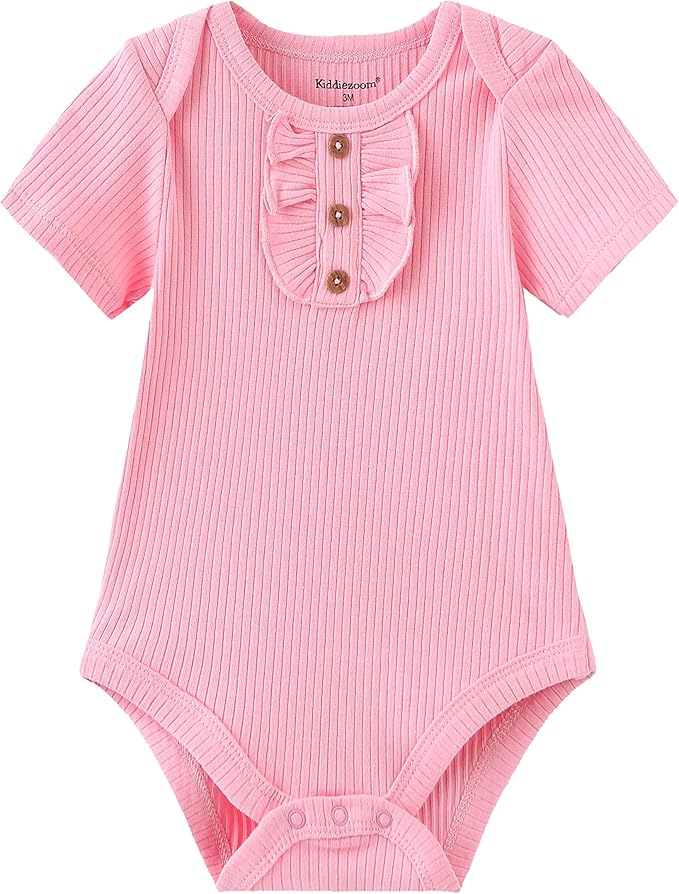 Kiddiezoom Newborn Baby Unisex Cotton One-Piece Bodysuits Baby Gift 5-Pack Baby Clothes