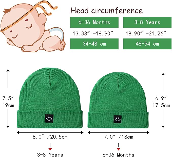 Baby Beanie Knit Ski Hat with Cute Face for Girls Boys 0-7 Years