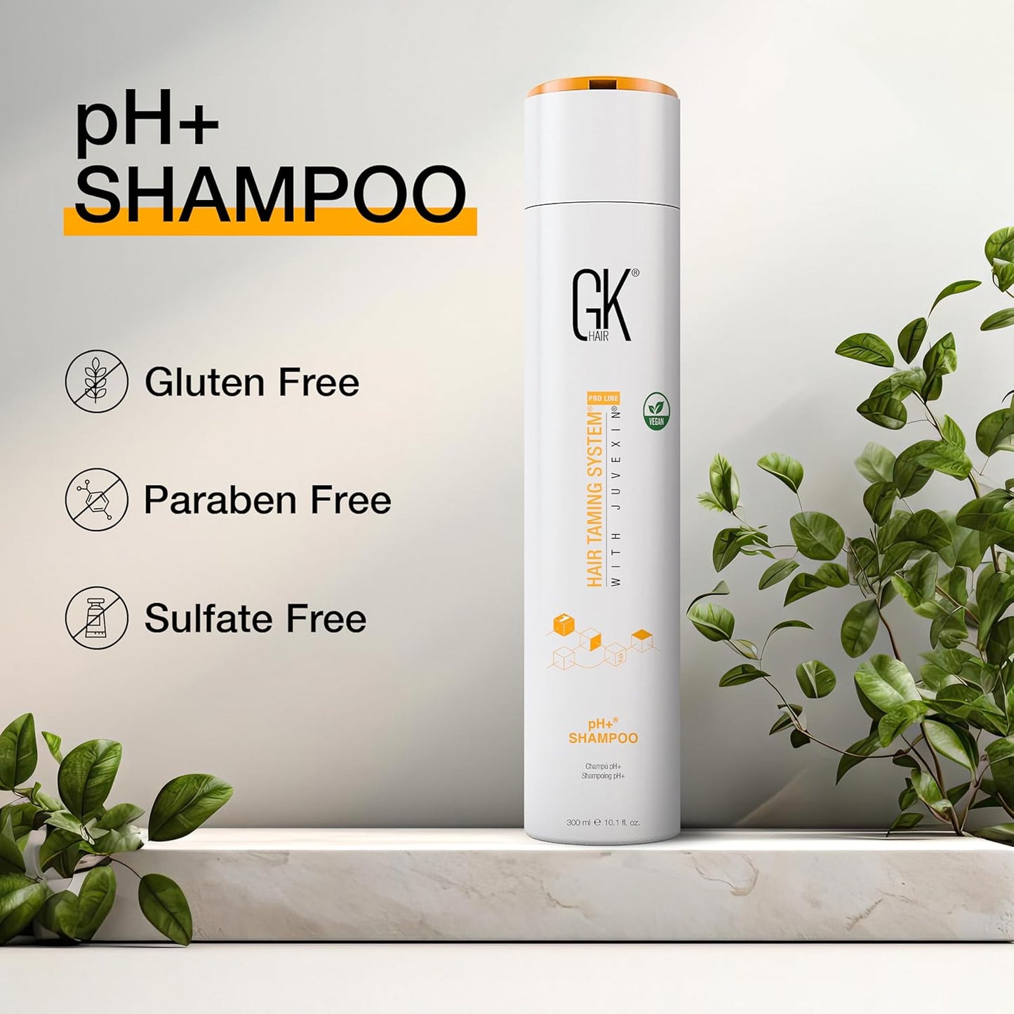 GK HAIR pH+ Pre-Treatment Clarifying Shampoo For Preps Hair Deep Cleansing Removes Impurities -With Aloe Vera Vitamins & Natural Oils All Hair Types Men and Women (Ph Shampoo 10.1 Fl Oz)