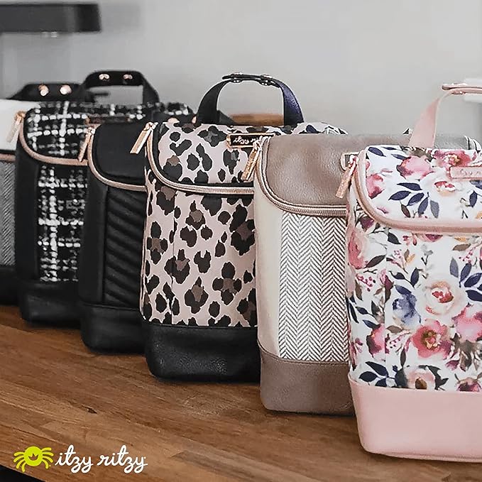 Itzy Ritzy Insulated Bottle Bag – Keeps Bottles Warm or Cool - Holds 3 Bottles & Features Interior Pocket for Ice Pack (Not Included), Milk & Honey