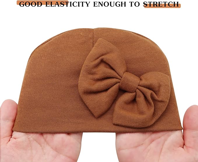 BQUBO Newborn Baby Girls Hats Mittens Set Hospital Hat Beanie Infant Bow Hats Baby Cotton Gloves for 0-6 Months