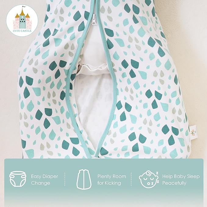 Cute Castle Baby Sleep Sack 18-24 Months - Lightweight 100% Cotton 2-Way Zipper TOG 0.5 Infant Wearable Blanket, Newborn Essentials Toddler Sleep Clothes (3 Pack Green)