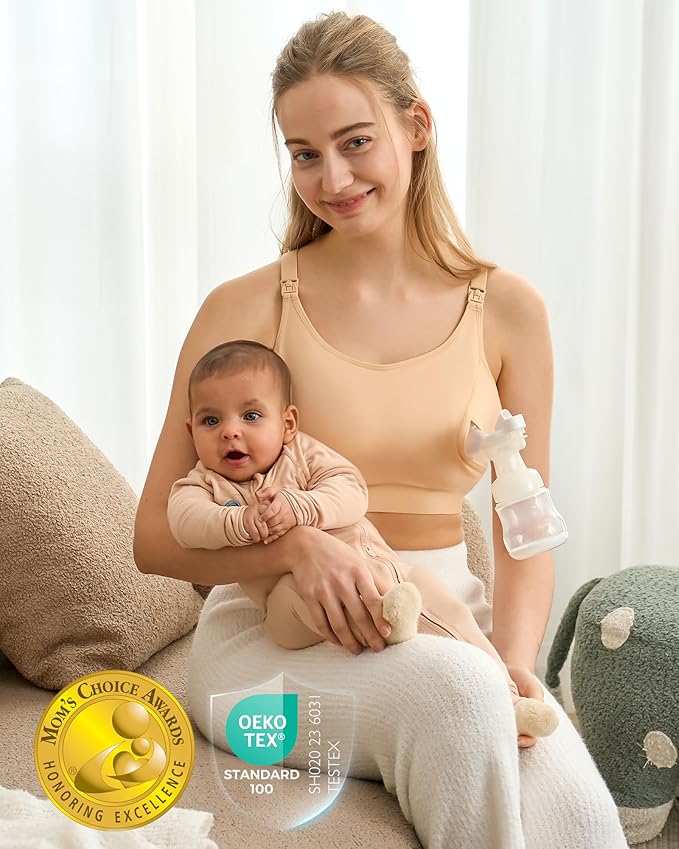 Momcozy Pumping Bra, Pumping Bra Hands Free All Day Wear Pumping & Nursing Bra in One Holding Breast Pump for Spectra, Medela