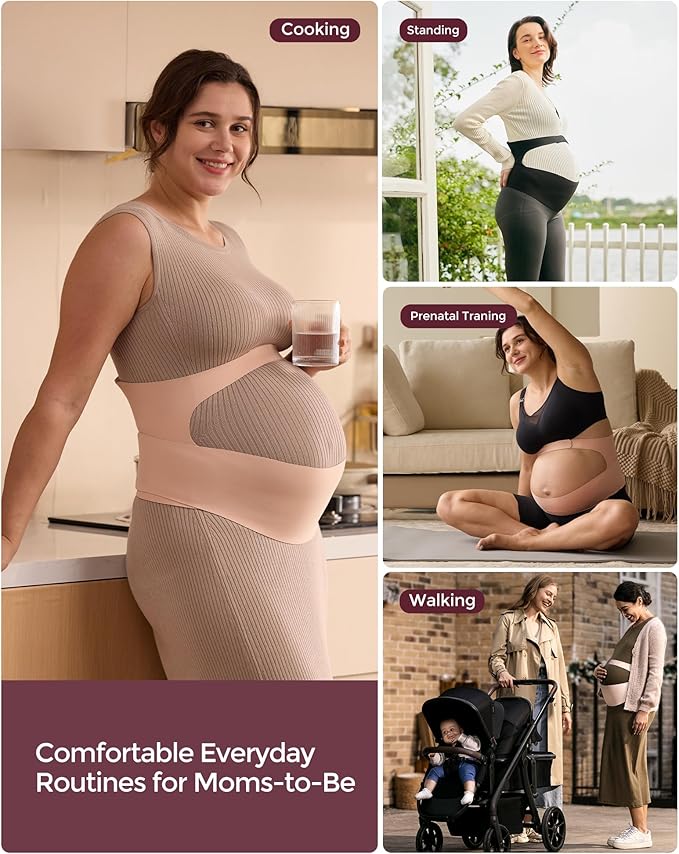 Momcozy Pregnancy Belly Band, CozySupport Ergonest Maternity Belly Band, Invisible Pregnancy Belt for Back, Abdomen, Waist