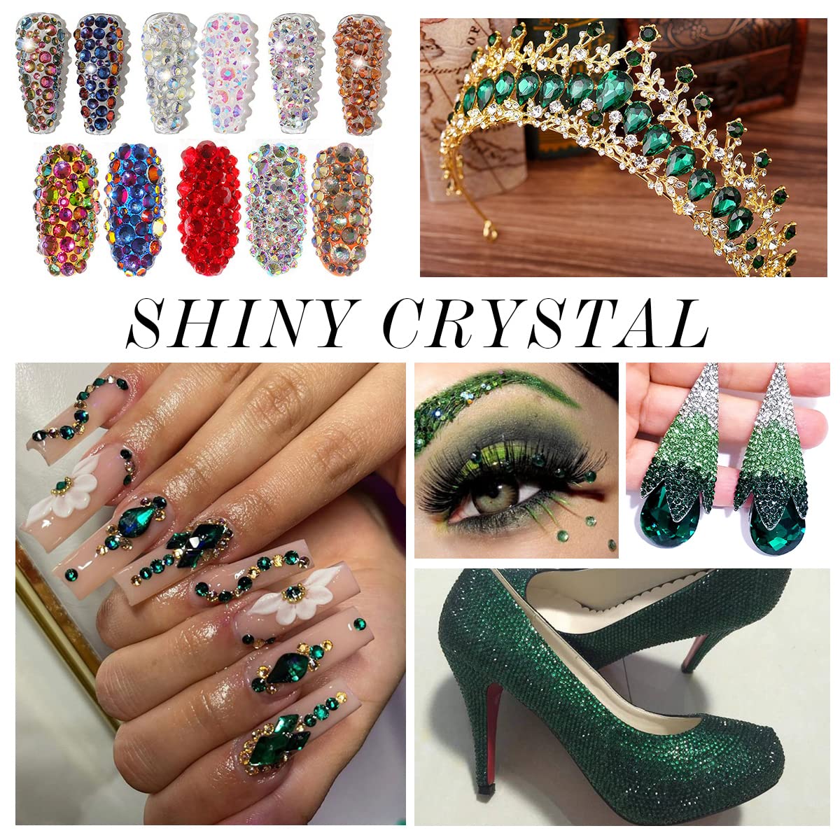 1440Pcs Dark Green Crystal Rhinestones,Glass Flatback Rhinestones Mini Gemstones for Nail Face Makeup Art Crafts Clothes Decoration -(SS6,2.0mm,Dark Green)