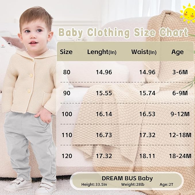 DREAM BUS Pack of 3 Toddler Jogger Pants with Pocket Toddler Boy Sweatpants Baby Boy Pants Infant Newborn Leggings