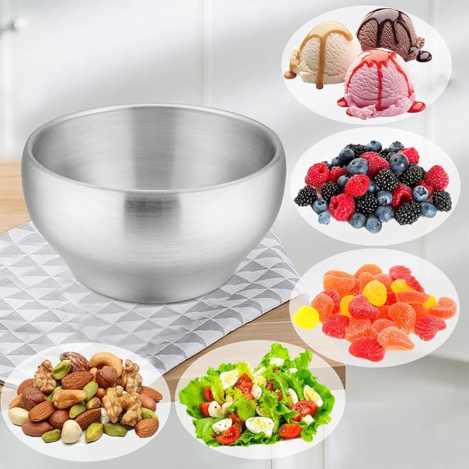LIANYU Stainless Steel Kids Bowls of 3, 12oz Toddler Baby Metal Bowls Set, Heavy Duty & Double-Walled, Multipurpose for Feeding Cereal, Soup, Snacks, Dishwasher Safe