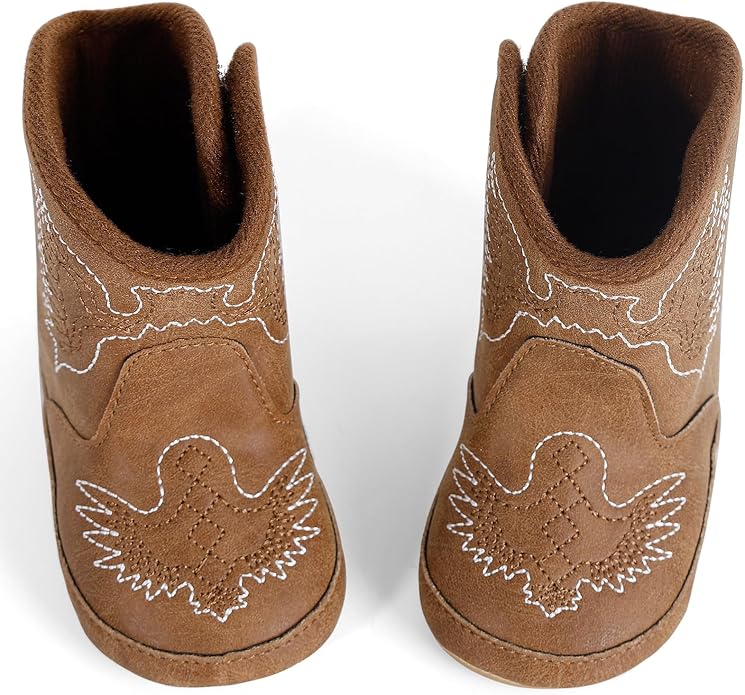 MK MATT KEELY Leather Western Boots Cowboy Bootie Soft Sole Non-Slip Crib Shoes for Baby Infant Toddler Girls Boys Newborn