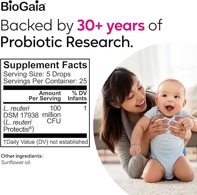 BioGaia Protectis Baby Probiotic Drops | Baby Essentials for Colic & Gas Relief | Safe for Newborns | Ease Crying, Fussing, Colic, Gas, Spit-ups & Constipation | No Dairy, Soy & Gluten | 5mL (2-Pack)