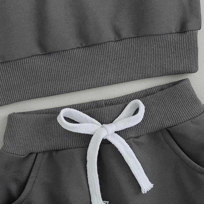 Toddler Baby Boy Fall Clothes Waffle Contrast Color Sweatshirt Pants Sets Infant Winter Outfits 6 12 18 24 Months