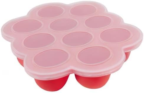 WeeSprout Silicone Baby Food Freezer Tray with Clip-on Lid - Perfect Storage Container for Homemade Baby Food, Vegetable & Fruit Purees, and Breast Milk (Bright Red, Ten 1.5 Ounce Sections)