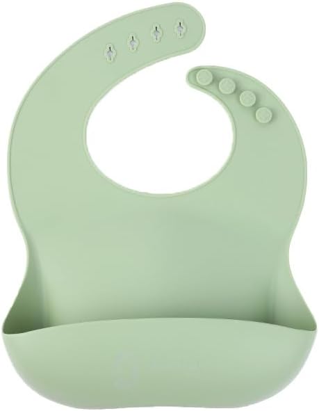 Silicone Baby Feeding Set | BPA-FREE |9 PCS Baby Led Weaning Supplies Self Feeding Utensils | Divided Suction Plate Bowl Bib Training Sippy Cup Spoon Fork (Green)