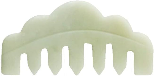 Mount Lai Hand-Carved Natural Jade Gua Sha Scalp Comb – Scalp Massager & Scraping Guasha Tool for Relaxation, Blood Circulation & Cooling