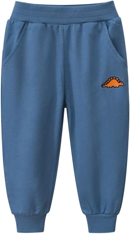 GFQLONG Toddler Boys 3 Pack Cotton Active Jogger Pants,Kids Cartoon Sweatpants Casual Lounging Bottoms