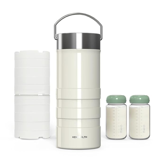 22oz Breast Milk Cooler for Work and Travel, 24 Hours All-Day Cooling, Large Capacity Portable Breastmilk Chiller with 2pcs Breastmilk Storage Bottle, Baby Feeding Essentials