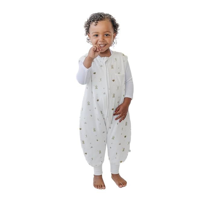Tealbee Dreamsuit Toddler Sleep Sack with Feet – Walker Sleep Bag with Legs, Rayon made from Bamboo, Summer 0.8 TOG, 2-Way Zipper, 12m-2T - Cactus
