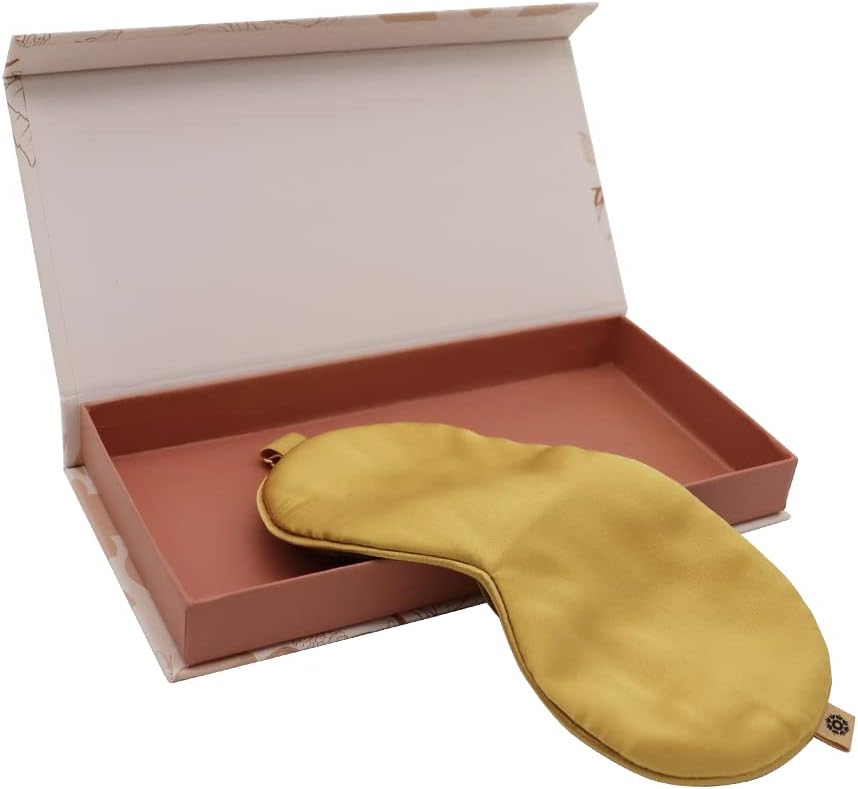 Premium Handcrafted 25 Momme Mulberry Silk Eye Mask for Sleeping (Golden Honey)