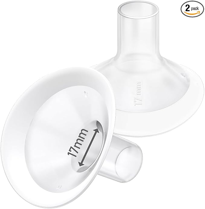 2pcs 17mm Soft Rim Flanges with 106 Degree Wider Opening Angle for Medela Breast Pump, PersonalFit, Freestyle, Maxflow, Freestyle Flex Swing Maxi Connector, Lansinoh Signature Pro