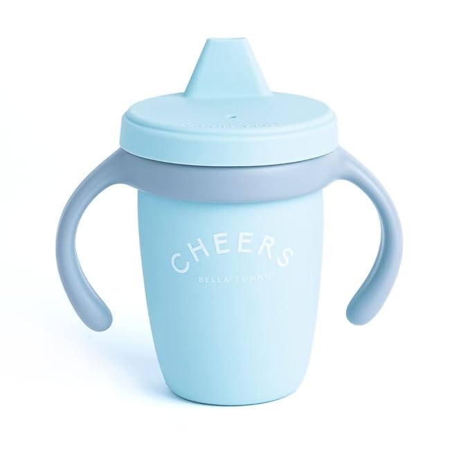 Sippy Cup by Bella Tunno, Silicone Training Cup with Transition Handles for Infants, Toddlers & Kids, Babies 6-12 Months & Toddlers 1-3 Years, Boys & Girls, Cheers, 8 oz