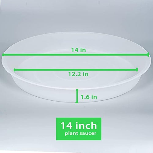 2 Pack of 14 inch Plant Saucer, 1.7" Depth Tray, Large Deep Garden Plastic - Image 2