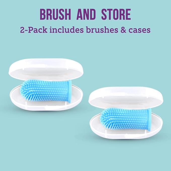 Baby Toothbrush, 360 Degree Bristle Silicone Finger Toothbrush 6 to 12 Months, and Toddler Toothbrushes 1-2, Set of 2 – Pink