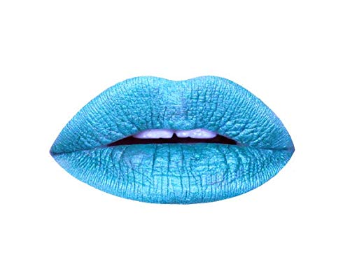 Aromi Bright Blue Metallic Liquid Lipstick | Sparkly Sky Lip Color with Shimmery Finish, Vegan Makeup, Cruelty-free, Long-lasting (Snow Queen)