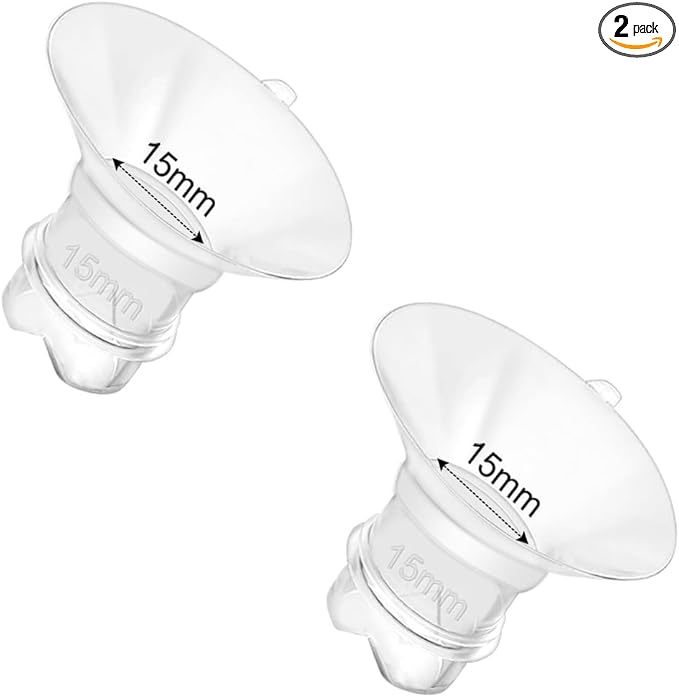 Update Flange Insert 15mm 2pcs for 24mm Flange/Shield of Most Pumps, Silicone Flanges Insert for Momcozy/Medela/Spectra/Eufy/Lansinoh/TSRETE/Elvie/NCVI/Paruu, Breastfeeding Essentials Kit