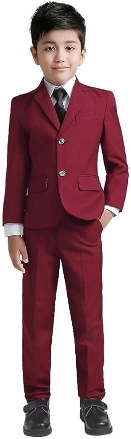 YuanLu Boys Suit for Kids Tuxedo Wedding Ring Bearer Outfit, 5 Piece Boy Slim Fit Formal Suits with Adjustable Waist
