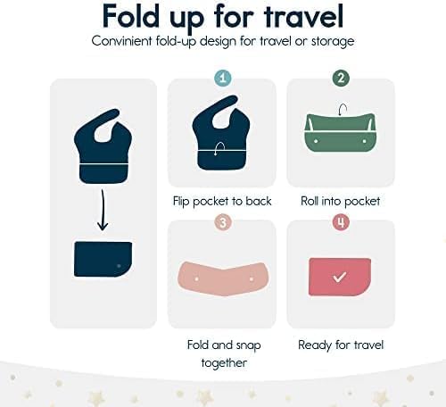 Tiny Twinkle Mess Proof Baby Bibs for Eating – Waterproof, Wipeable Toddler Bibs with Pocket – Baby Food Bibs for Girls & Boys(3 Pack,Christmas)