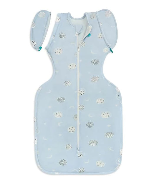 Love to Dream Swaddle UP Transition Bag, Luxuriously Silky Soft Viscose from Bamboo, Baby Sleep Sack, Patented Zip-Off Wings, Snug Fit Helps Calm Startle Reflex, 1.0TOG, 19-24lbs, Blue