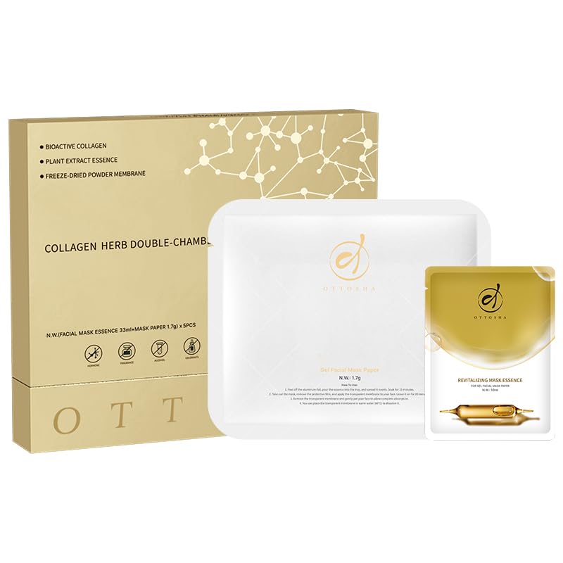 Bioactive Collagen Revitalizing Facial Mask for Women & Men Skin Care SPA,1+1 Packs Separated Essence and Powder Membrane, Moisturizing,Soothing,Repair,Firming, Anti-Aging (1 pair)