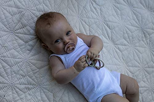 BIBS Pacifiers Colour Collection | Natural Rubber Baby Pacifier | Set of 2 BPA-Free Soothers | Made in Denmark | 0+ Months (Pack of 2) | Blossom
