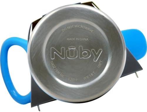 Nuby Thirsty Kids No Spill Flip-It Reflex Stainless Steel Travel Cup or Water Bottle - 10 Oz - 18+ Months - Blue - Back to School Essentials