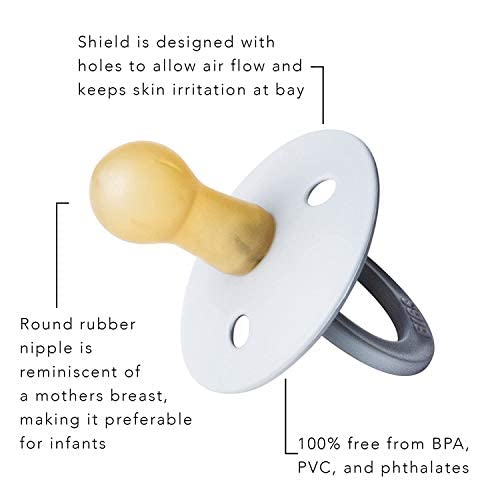 BIBS Pacifiers Colour Collection | Natural Rubber Baby Pacifier | Set of 2 BPA-Free Soothers | Made in Denmark | 18+ Months (Pack of 2) | Blush Night