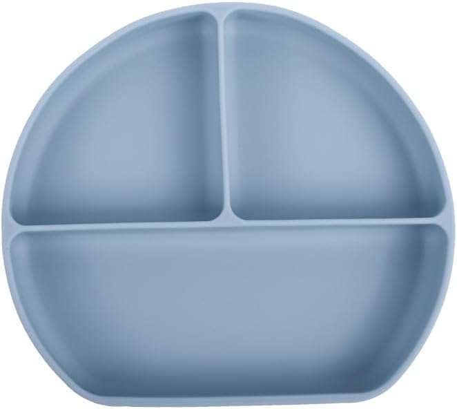 Silicone Baby Feeding Set | BPA-FREE |9 PCS Baby Led Weaning Supplies Self Feeding Utensils | Divided Suction Plate Bowl Bib Training Sippy Cup Spoon Fork (Blue)
