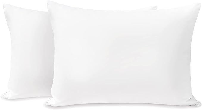 TILLYOU Toddler Pillowcase 2 Pack with Zipper,Silky Soft Microfiber 13" x 18" Kids Travel Pillow Cases,White