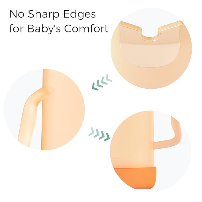 Momcozy Baby Pouch Holder No Squeeze, Baby Food & Juice Box Holder, Mess-Free, Easy Grip for Self-Feeding, BPA-Free & DEHP-Free, Must-Have for Babies, Violet&Orange 2Pcs